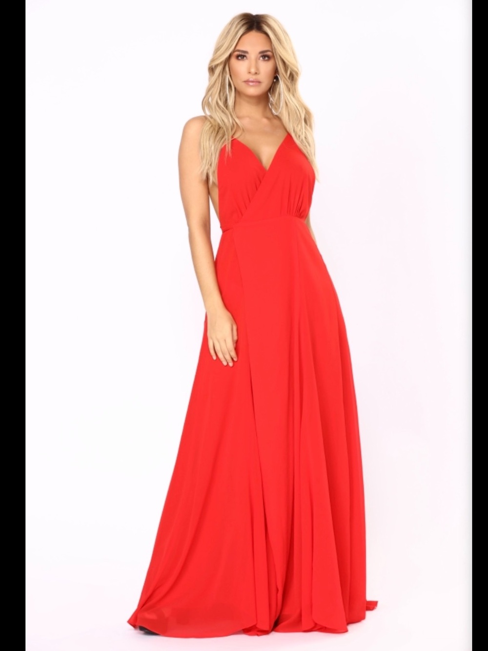NEW- Monroe Red Elegant Flowy Wrap Maxi Dress- 1X